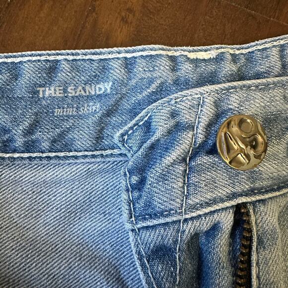 ADRIANO GOLDSCHMIED The Sandy Mini Skirt Blue Denim Frayed Grunge - Picture 10 of 12